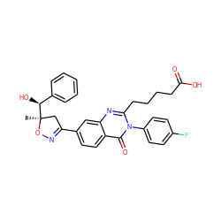 C[C@]1([C@@H](O)c2ccccc2)CC(c2ccc3c(=O)n(-c4ccc(F)cc4)c(CCCCC(=O)O)nc3c2)=NO1 ZINC000103256653