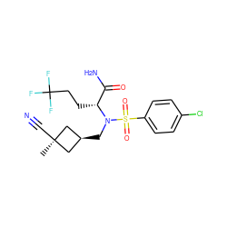 C[C@]1(C#N)C[C@@H](CN([C@H](CCC(F)(F)F)C(N)=O)S(=O)(=O)c2ccc(Cl)cc2)C1 ZINC000102999832