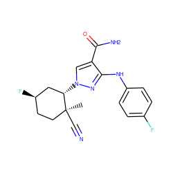 C[C@]1(C#N)CC[C@@H](F)C[C@@H]1n1cc(C(N)=O)c(Nc2ccc(F)cc2)n1 ZINC000204957032