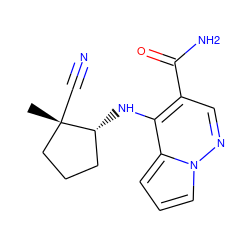 C[C@]1(C#N)CCC[C@H]1Nc1c(C(N)=O)cnn2cccc12 ZINC000203823614