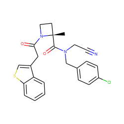 C[C@]1(C(=O)N(CC#N)Cc2ccc(Cl)cc2)CCN1C(=O)Cc1csc2ccccc12 ZINC000149195146