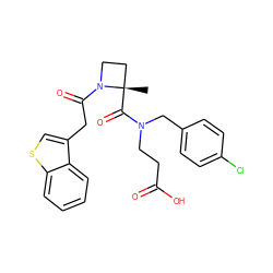 C[C@]1(C(=O)N(CCC(=O)O)Cc2ccc(Cl)cc2)CCN1C(=O)Cc1csc2ccccc12 ZINC000204959597