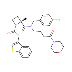 C[C@]1(C(=O)N(CCCC(=O)N2CCOCC2)Cc2ccc(Cl)cc2)CCN1C(=O)Cc1csc2ccccc12 ZINC000149201994