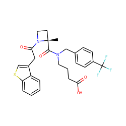 C[C@]1(C(=O)N(CCCC(=O)O)Cc2ccc(C(F)(F)F)cc2)CCN1C(=O)Cc1csc2ccccc12 ZINC000204938966