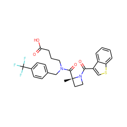 C[C@]1(C(=O)N(CCCC(=O)O)Cc2ccc(C(F)(F)F)cc2)CCN1C(=O)c1csc2ccccc12 ZINC000205002566