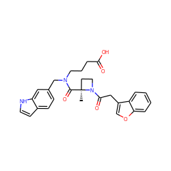 C[C@]1(C(=O)N(CCCC(=O)O)Cc2ccc3cc[nH]c3c2)CCN1C(=O)Cc1coc2ccccc12 ZINC000205237570