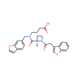 C[C@]1(C(=O)N(CCCC(=O)O)Cc2ccc3ccoc3c2)CCN1C(=O)Cc1coc2ccccc12 ZINC000147382283