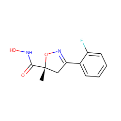 C[C@]1(C(=O)NO)CC(c2ccccc2F)=NO1 ZINC000103254183