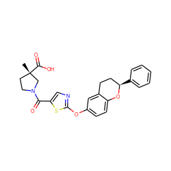 C[C@]1(C(=O)O)CCN(C(=O)c2cnc(Oc3ccc4c(c3)CC[C@@H](c3ccccc3)O4)s2)C1 ZINC000145659577