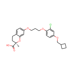 C[C@]1(C(=O)O)CCc2ccc(OCCCOc3ccc(OCC4CCC4)cc3Cl)cc2O1 ZINC000028122017