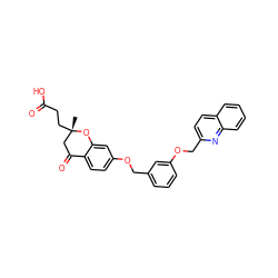 C[C@]1(CCC(=O)O)CC(=O)c2ccc(OCc3cccc(OCc4ccc5ccccc5n4)c3)cc2O1 ZINC000000589768