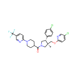 C[C@]1(COc2ccc(Cl)cn2)CN(C(=O)C2CCN(c3ccc(C(F)(F)F)cn3)CC2)C[C@@H]1c1ccc(Cl)cc1 ZINC000096170455