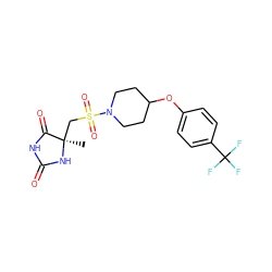 C[C@]1(CS(=O)(=O)N2CCC(Oc3ccc(C(F)(F)F)cc3)CC2)NC(=O)NC1=O ZINC000059688527