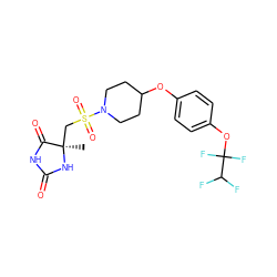 C[C@]1(CS(=O)(=O)N2CCC(Oc3ccc(OC(F)(F)C(F)F)cc3)CC2)NC(=O)NC1=O ZINC000035985455