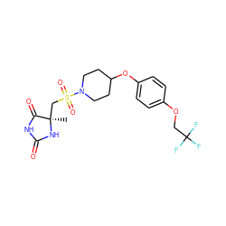 C[C@]1(CS(=O)(=O)N2CCC(Oc3ccc(OCC(F)(F)F)cc3)CC2)NC(=O)NC1=O ZINC000035862662