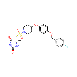 C[C@]1(CS(=O)(=O)N2CCC(Oc3ccc(OCc4ccc(F)cc4)cc3)CC2)NC(=O)NC1=O ZINC000096273621