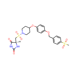 C[C@]1(CS(=O)(=O)N2CCC(Oc3ccc(OCc4ccc(S(C)(=O)=O)cc4)cc3)CC2)NC(=O)NC1=O ZINC000096273625