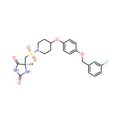 C[C@]1(CS(=O)(=O)N2CCC(Oc3ccc(OCc4cccc(F)c4)cc3)CC2)NC(=O)NC1=O ZINC000096273620