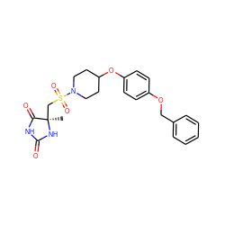 C[C@]1(CS(=O)(=O)N2CCC(Oc3ccc(OCc4ccccc4)cc3)CC2)NC(=O)NC1=O ZINC000096273626