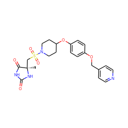 C[C@]1(CS(=O)(=O)N2CCC(Oc3ccc(OCc4ccncc4)cc3)CC2)NC(=O)NC1=O ZINC000096273619