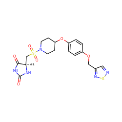 C[C@]1(CS(=O)(=O)N2CCC(Oc3ccc(OCc4cnsn4)cc3)CC2)NC(=O)NC1=O ZINC000096273615