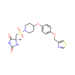 C[C@]1(CS(=O)(=O)N2CCC(Oc3ccc(OCc4cscn4)cc3)CC2)NC(=O)NC1=O ZINC000096273616