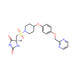 C[C@]1(CS(=O)(=O)N2CCC(Oc3ccc(OCc4ncccn4)cc3)CC2)NC(=O)NC1=O ZINC000096915372