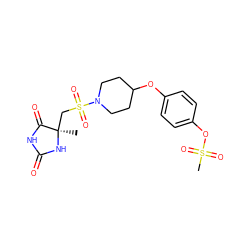 C[C@]1(CS(=O)(=O)N2CCC(Oc3ccc(OS(C)(=O)=O)cc3)CC2)NC(=O)NC1=O ZINC000096915900