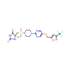 C[C@]1(CS(=O)(=O)N2CCN(c3ncc(OCc4cc(C(F)(F)F)no4)cn3)CC2)NC(=O)NC1=O ZINC000096273609