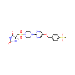 C[C@]1(CS(=O)(=O)N2CCN(c3ncc(OCc4ccc(S(C)(=O)=O)cc4)cn3)CC2)NC(=O)NC1=O ZINC000096273611