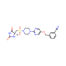 C[C@]1(CS(=O)(=O)N2CCN(c3ncc(OCc4cccc(C#N)c4)cn3)CC2)NC(=O)NC1=O ZINC000096273612