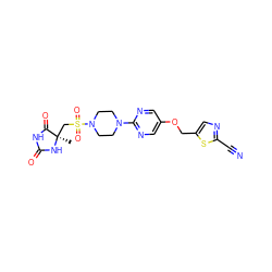 C[C@]1(CS(=O)(=O)N2CCN(c3ncc(OCc4cnc(C#N)s4)cn3)CC2)NC(=O)NC1=O ZINC000096273606