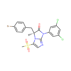 C[C@]1(Cc2ccc(Br)cc2)C(=O)N(c2cc(Cl)cc(Cl)c2)c2ncc(S(C)(=O)=O)n21 ZINC000001493817