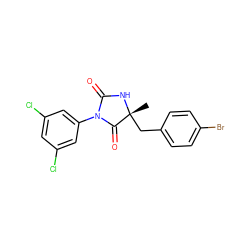 C[C@]1(Cc2ccc(Br)cc2)NC(=O)N(c2cc(Cl)cc(Cl)c2)C1=O ZINC000035028333