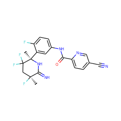 C[C@]1(F)CC(F)(F)[C@@](C)(c2cc(NC(=O)c3ccc(C#N)cn3)ccc2F)NC1=N ZINC001772645601