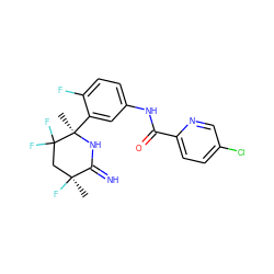 C[C@]1(F)CC(F)(F)[C@@](C)(c2cc(NC(=O)c3ccc(Cl)cn3)ccc2F)NC1=N ZINC001772618210