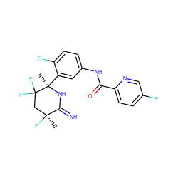 C[C@]1(F)CC(F)(F)[C@@](C)(c2cc(NC(=O)c3ccc(F)cn3)ccc2F)NC1=N ZINC001772604654