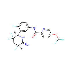 C[C@]1(F)CC(F)(F)[C@@](C)(c2cc(NC(=O)c3ccc(OC(F)F)cn3)ccc2F)NC1=N ZINC001772626459