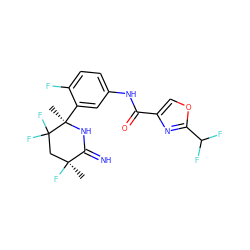 C[C@]1(F)CC(F)(F)[C@@](C)(c2cc(NC(=O)c3coc(C(F)F)n3)ccc2F)NC1=N ZINC001772648040