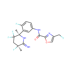 C[C@]1(F)CC(F)(F)[C@@](C)(c2cc(NC(=O)c3nc(CF)co3)ccc2F)NC1=N ZINC001772580945