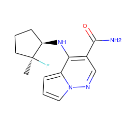 C[C@]1(F)CCC[C@H]1Nc1c(C(N)=O)cnn2cccc12 ZINC000203810743