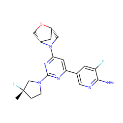 C[C@]1(F)CCN(c2nc(-c3cnc(N)c(F)c3)cc(N3C[C@@H]4C[C@H]3CO4)n2)C1 ZINC000653765545