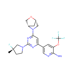 C[C@]1(F)CCN(c2nc(-c3cnc(N)c(OC(F)(F)F)c3)cc(N3C[C@@H]4C[C@H]3CO4)n2)C1 ZINC000653778410