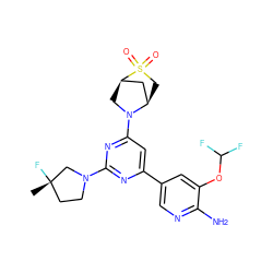 C[C@]1(F)CCN(c2nc(-c3cnc(N)c(OC(F)F)c3)cc(N3C[C@@H]4C[C@H]3CS4(=O)=O)n2)C1 ZINC000653754881