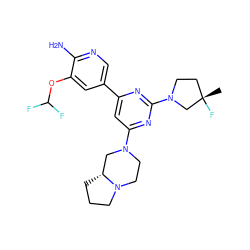 C[C@]1(F)CCN(c2nc(-c3cnc(N)c(OC(F)F)c3)cc(N3CCN4CCC[C@@H]4C3)n2)C1 ZINC000653750423