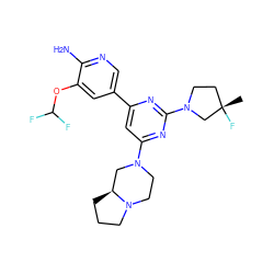 C[C@]1(F)CCN(c2nc(-c3cnc(N)c(OC(F)F)c3)cc(N3CCN4CCC[C@H]4C3)n2)C1 ZINC000653754917