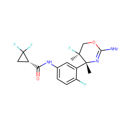 C[C@]1(F)COC(N)=N[C@]1(C)c1cc(NC(=O)[C@@H]2CC2(F)F)ccc1F ZINC000169702979