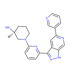 C[C@]1(N)CCCN(c2cccc(-c3n[nH]c4cnc(-c5cccnc5)cc34)n2)C1 ZINC000205257458