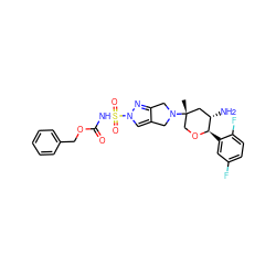 C[C@]1(N2Cc3cn(S(=O)(=O)NC(=O)OCc4ccccc4)nc3C2)CO[C@H](c2cc(F)ccc2F)[C@@H](N)C1 ZINC001772631369