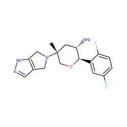 C[C@]1(N2Cc3cn[nH]c3C2)CO[C@H](c2cc(F)ccc2F)[C@@H](N)C1 ZINC000208089923